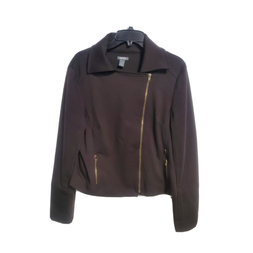 kenneth cole reaction Women's Jacket Knit Black 12 Zip Up Casual